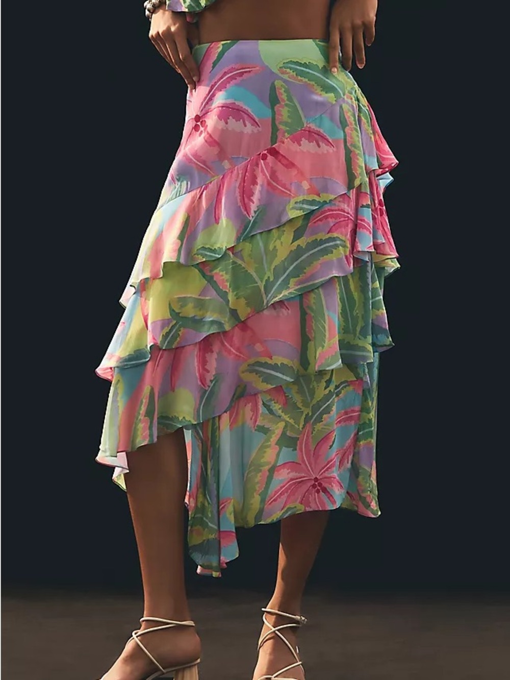 Farm rio Tropical Ruffle Midi Skirt - Picture 1 of 2
